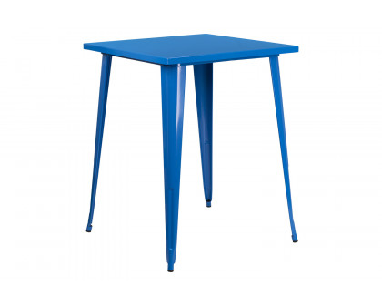 BLNK Nolan Commercial Square Metal Indoor-Outdoor Bar Height Table - Blue