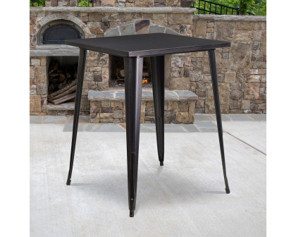 BLNK Nolan Commercial Square Metal Indoor-Outdoor Bar Height Table