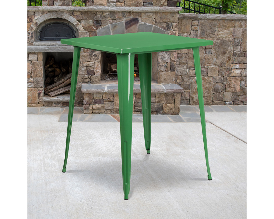 BLNK Nolan Commercial Square Metal Indoor-Outdoor Bar Height Table