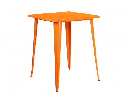 BLNK Nolan Commercial Square Metal Indoor-Outdoor Bar Height Table - Orange