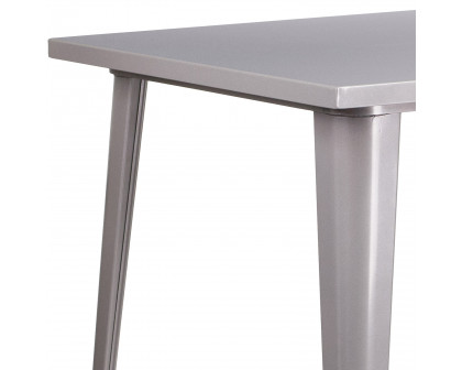 BLNK Nolan Commercial Square Metal Indoor-Outdoor Bar Height Table - Silver