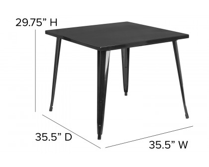 BLNK Parker Commercial Square Metal Indoor-Outdoor Table - Black