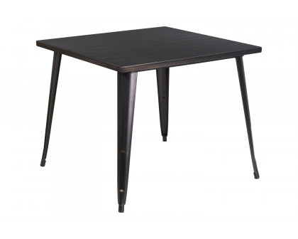 BLNK Parker Commercial Square Metal Indoor-Outdoor Table - Black/Antique