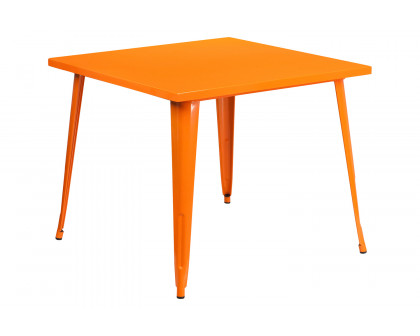 BLNK Parker Commercial Square Metal Indoor-Outdoor Table - Orange