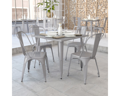 BLNK Parker Commercial Square Metal Indoor-Outdoor Table