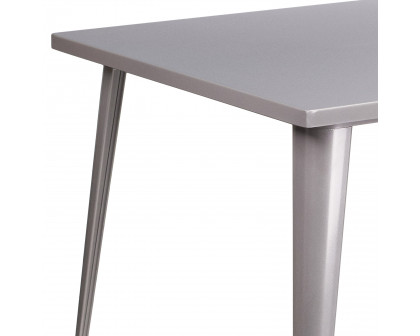 BLNK Parker Commercial Square Metal Indoor-Outdoor Table - Silver