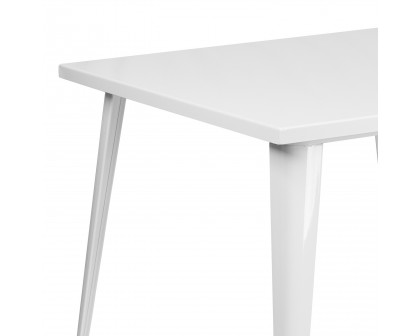 BLNK Parker Commercial Square Metal Indoor-Outdoor Table - White