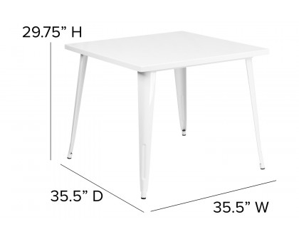 BLNK Parker Commercial Square Metal Indoor-Outdoor Table - White