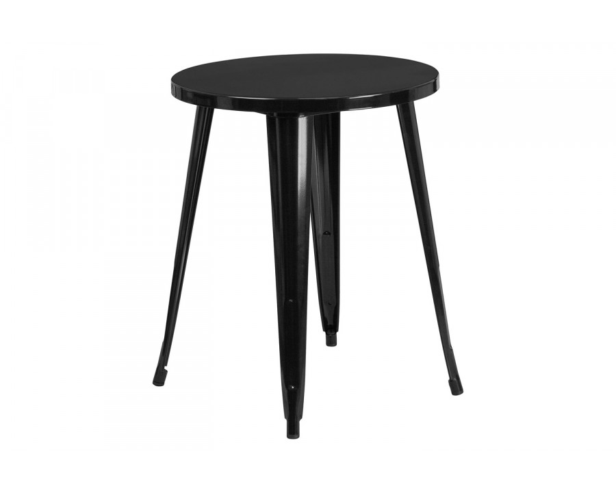 BLNK Webb Commercial Round Metal Indoor-Outdoor Table - Black