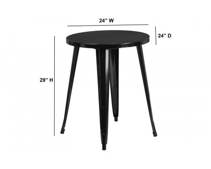 BLNK Webb Commercial Round Metal Indoor-Outdoor Table - Black