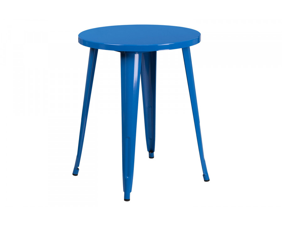 BLNK Webb Commercial Round Metal Indoor-Outdoor Table - Blue