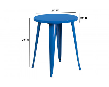 BLNK Webb Commercial Round Metal Indoor-Outdoor Table - Blue