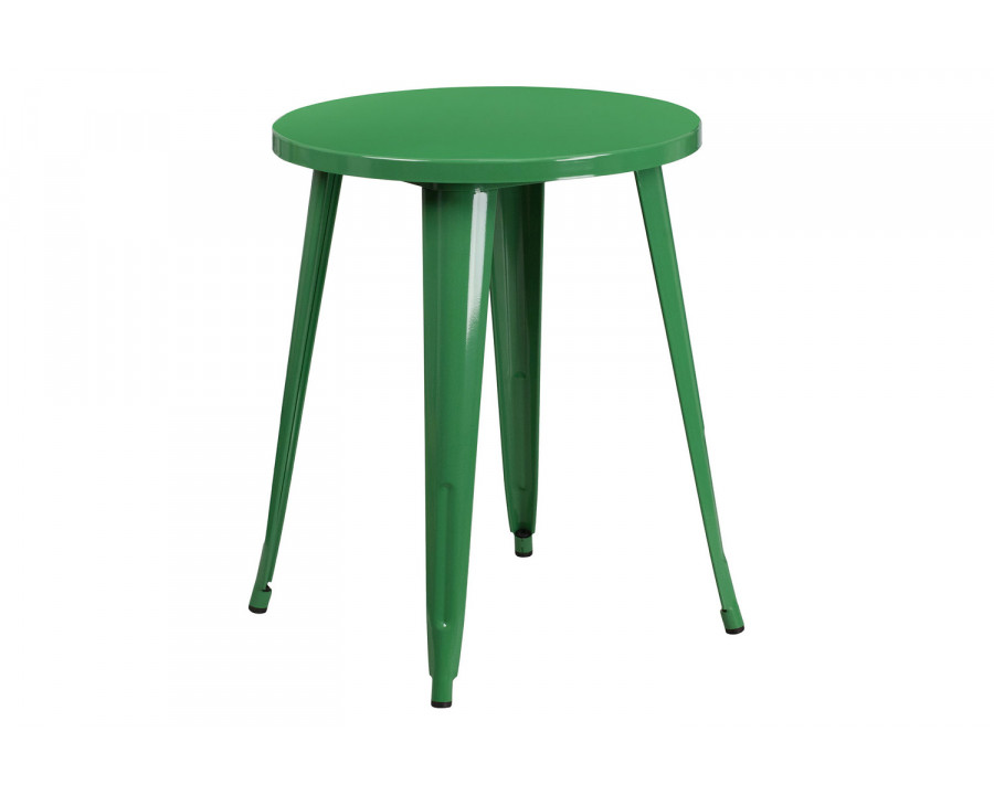 BLNK Webb Commercial Round Metal Indoor-Outdoor Table - Green