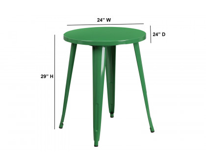 BLNK Webb Commercial Round Metal Indoor-Outdoor Table - Green