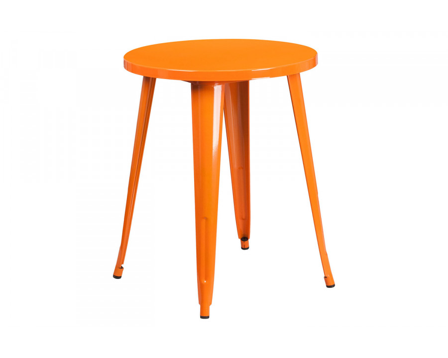 BLNK Webb Commercial Round Metal Indoor-Outdoor Table - Orange