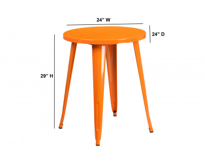 BLNK Webb Commercial Round Metal Indoor-Outdoor Table - Orange