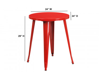 BLNK Webb Commercial Round Metal Indoor-Outdoor Table - Red