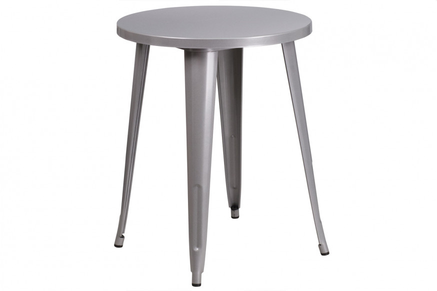 BLNK™ Webb Commercial Round Metal Indoor-Outdoor Table - Silver