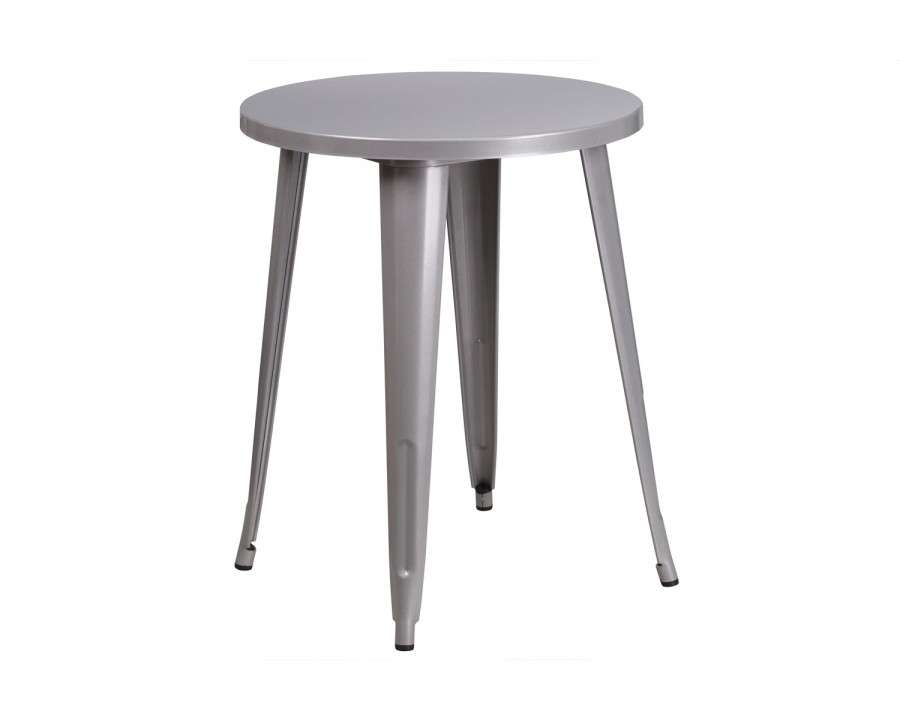 BLNK Webb Commercial Round Metal Indoor-Outdoor Table - Silver