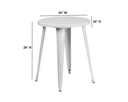 BLNK Webb Commercial Round Metal Indoor-Outdoor Table - White