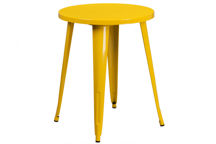 BLNK™ Webb Commercial Round Metal Indoor-Outdoor Table - Yellow