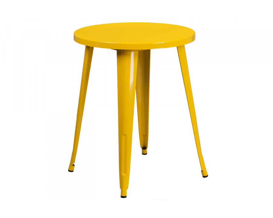 BLNK Webb Commercial Round Metal Indoor-Outdoor Table - Yellow