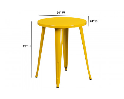 BLNK™ Webb Commercial Round Metal Indoor-Outdoor Table - Yellow