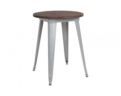 BLNK Webb Round Metal Indoor Table with Walnut Rustic Wood Top