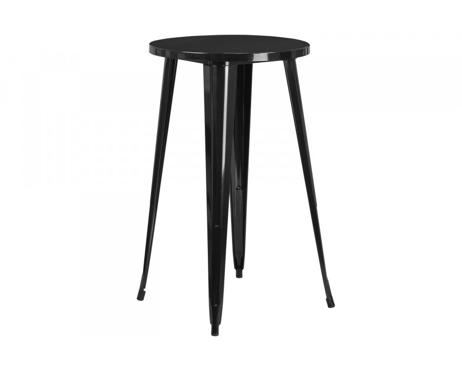 BLNK James Commercial Round Metal Indoor-Outdoor Bar Height Table - Black