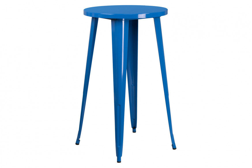 BLNK™ James Commercial Round Metal Indoor-Outdoor Bar Height Table - Blue