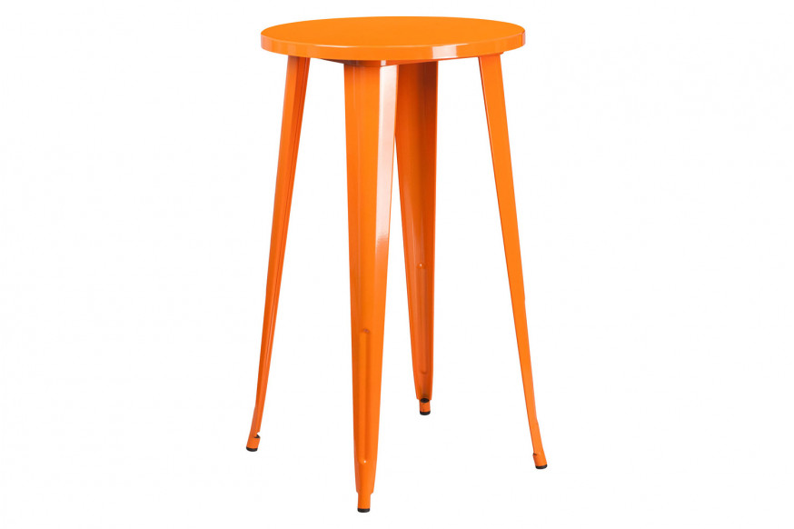 BLNK™ James Commercial Round Metal Indoor-Outdoor Bar Height Table - Orange