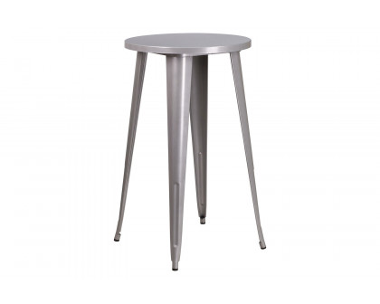 BLNK James Commercial Round Metal Indoor-Outdoor Bar Height Table