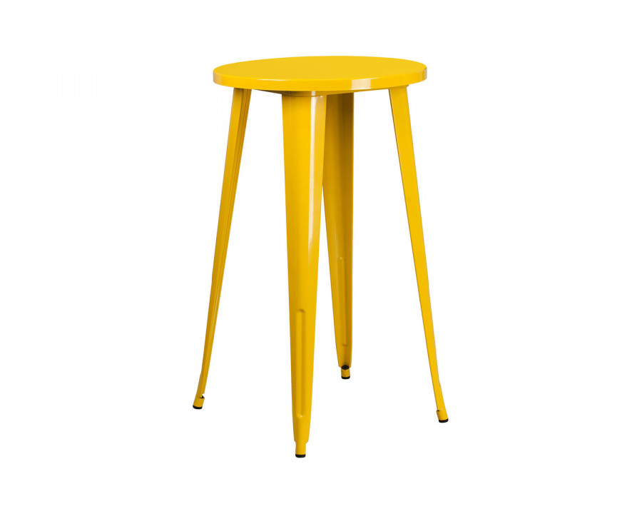 BLNK James Commercial Round Metal Indoor-Outdoor Bar Height Table - Yellow