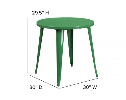 BLNK Jeffrey Commercial Round Metal Indoor-Outdoor Table - Green