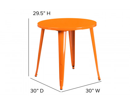 BLNK Jeffrey Commercial Round Metal Indoor-Outdoor Table - Orange