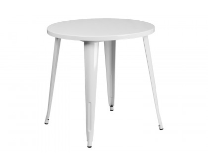 BLNK Jeffrey Commercial Round Metal Indoor-Outdoor Table - White