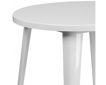 BLNK Jeffrey Commercial Round Metal Indoor-Outdoor Table - White