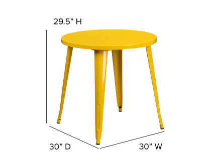 BLNK Jeffrey Commercial Round Metal Indoor-Outdoor Table - Yellow