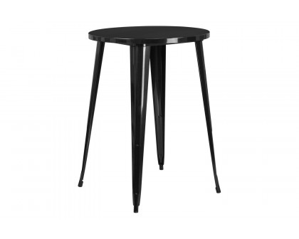 BLNK Philip Commercial Round Metal Indoor-Outdoor Bar Height Table