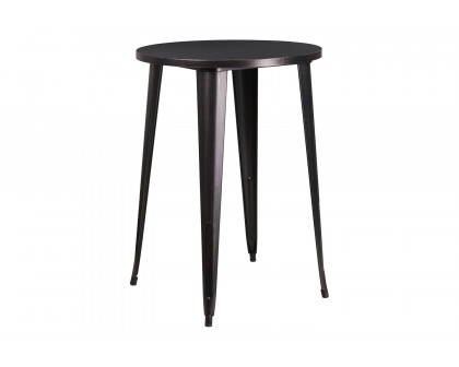 BLNK Philip Commercial Round Metal Indoor-Outdoor Bar Height Table