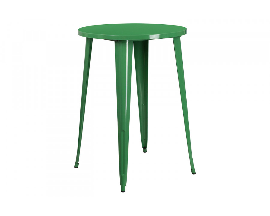 BLNK Philip Commercial Round Metal Indoor-Outdoor Bar Height Table - Green