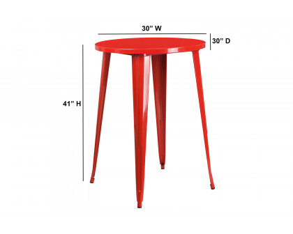 BLNK Philip Commercial Round Metal Indoor-Outdoor Bar Height Table