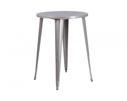 BLNK Philip Commercial Round Metal Indoor-Outdoor Bar Height Table