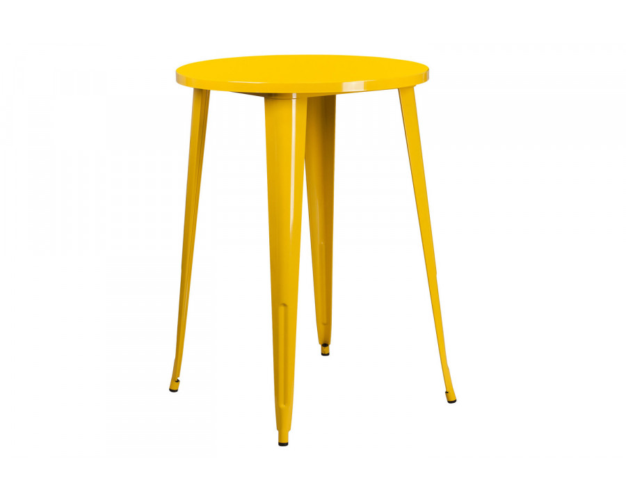 BLNK Philip Commercial Round Metal Indoor-Outdoor Bar Height Table - Yellow