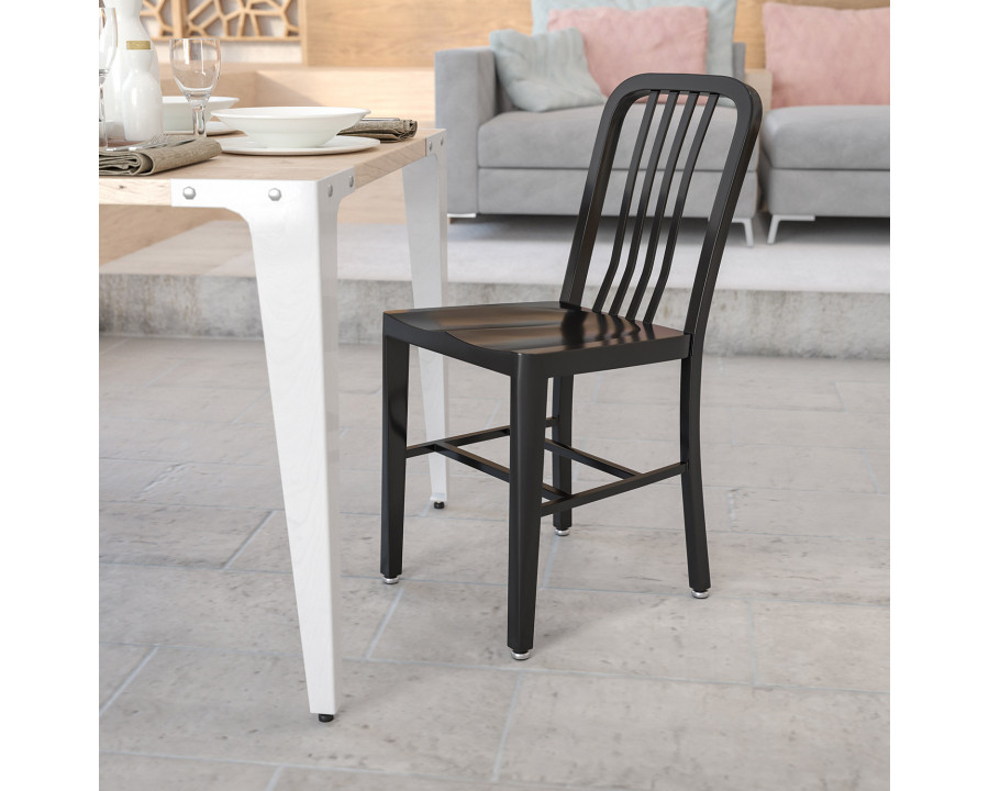 BLNK Gael Commercial Metal Indoor-Outdoor Chair - Black