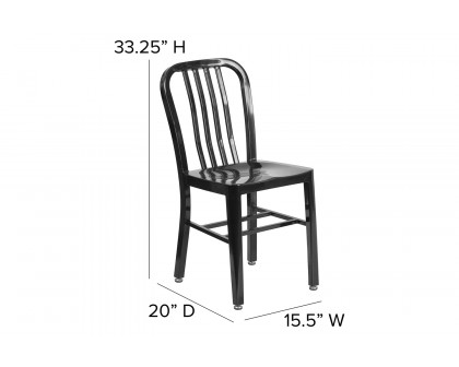 BLNK Gael Commercial Metal Indoor-Outdoor Chair - Black