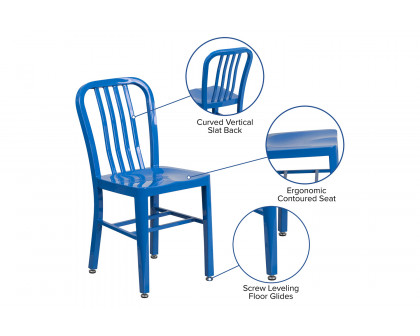 BLNK Gael Commercial Metal Indoor-Outdoor Chair - Blue