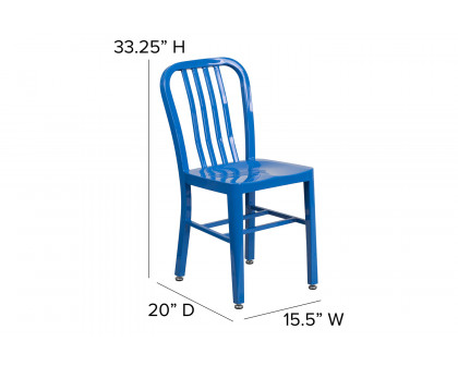 BLNK Gael Commercial Metal Indoor-Outdoor Chair - Blue