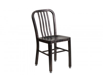 BLNK Gael Commercial Metal Indoor-Outdoor Chair - Black/Antique Gold