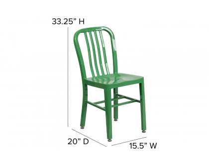 BLNK Gael Commercial Metal Indoor-Outdoor Chair - Green